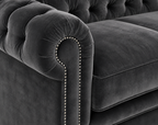 Olympia Chesterfield 5 Seater Corner Sofa Plush Velvet Dark Grey - Detailed Angle View 3