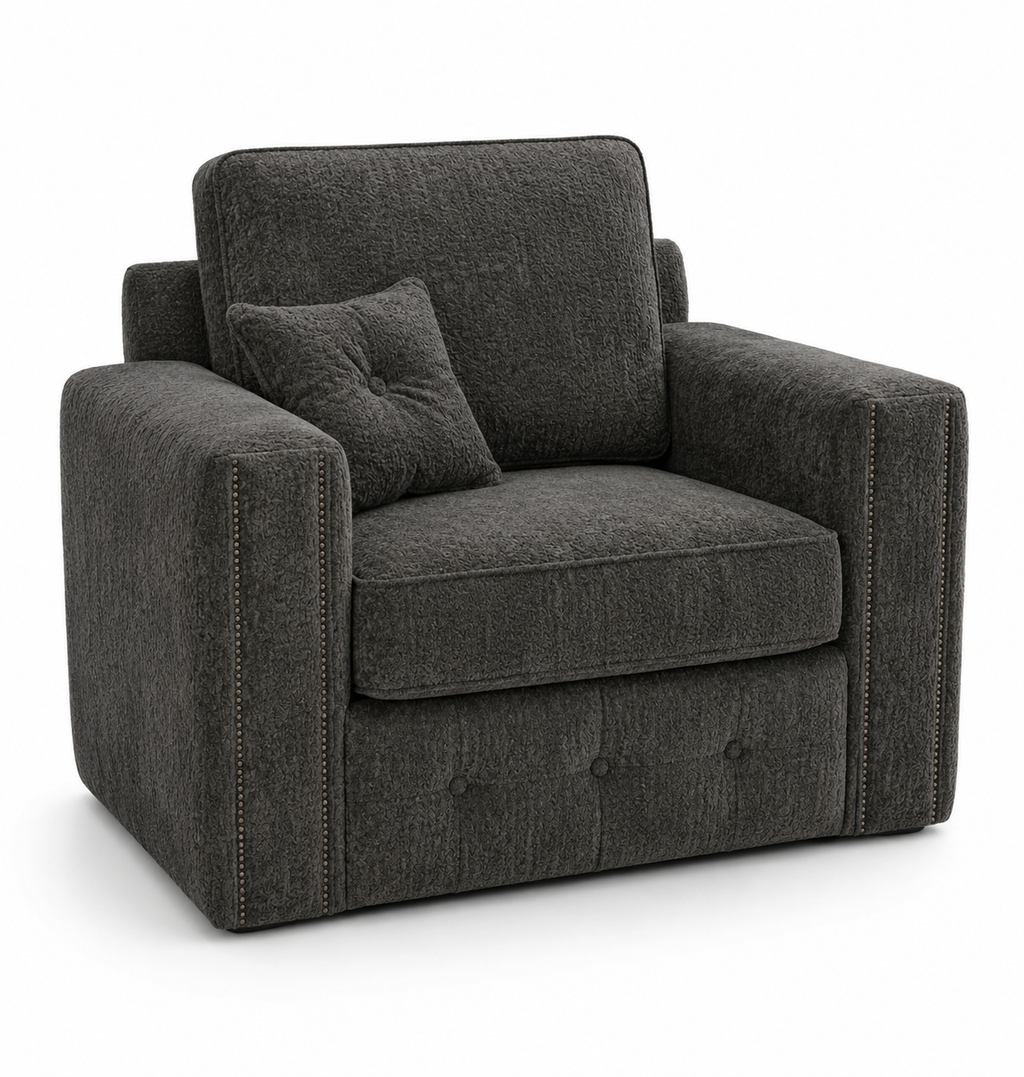 Ruby Alaska 1 Seater Chenille Dark Grey Sofa - Luxury UK Living Room Showcase