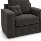 Ruby Alaska 1 Seater Chenille Dark Grey Sofa - Detailed Angle View 3