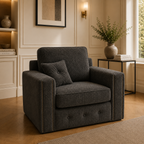 Ruby Alaska 1 Seater Chenille Dark Grey Sofa - Detailed Angle View 4
