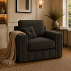 Ruby Alaska 1 Seater Chenille Dark Grey Sofa - Detailed Angle View 5