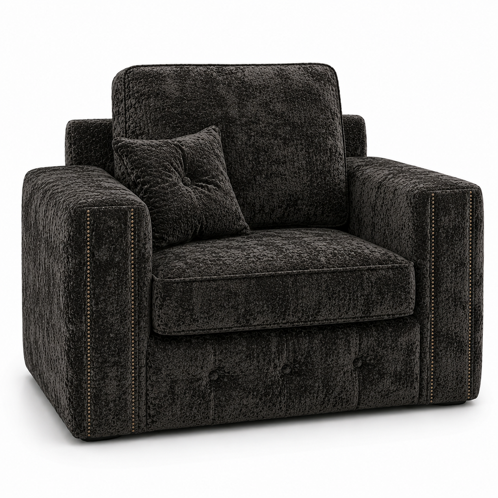 Ruby Alaska 1 Seater Crush Velvet Dark Grey Sofa - Luxury UK Living Room Showcase