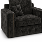 Ruby Alaska 1 Seater Crush Velvet Dark Grey Sofa - Detailed Angle View 3