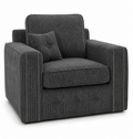 Ruby Alaska 1 Seater Jumbo Cord Dark Grey Sofa - Luxury UK Living Room Showcase