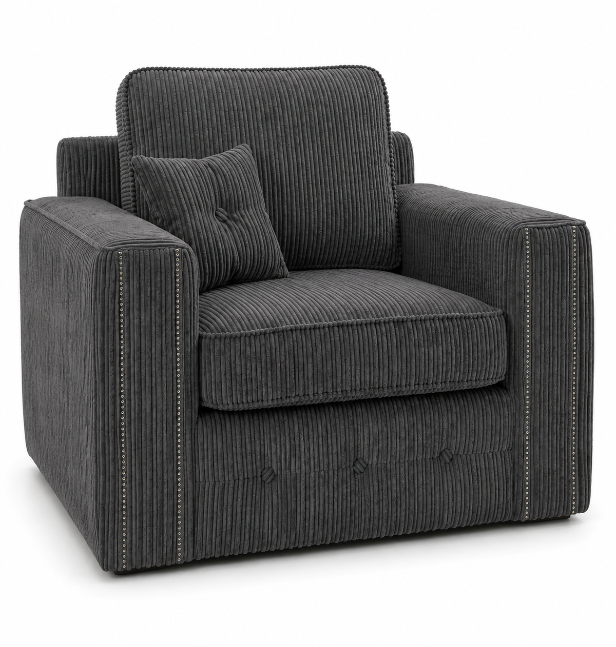 Ruby Alaska 1 Seater Jumbo Cord Dark Grey Sofa - Luxury UK Living Room Showcase