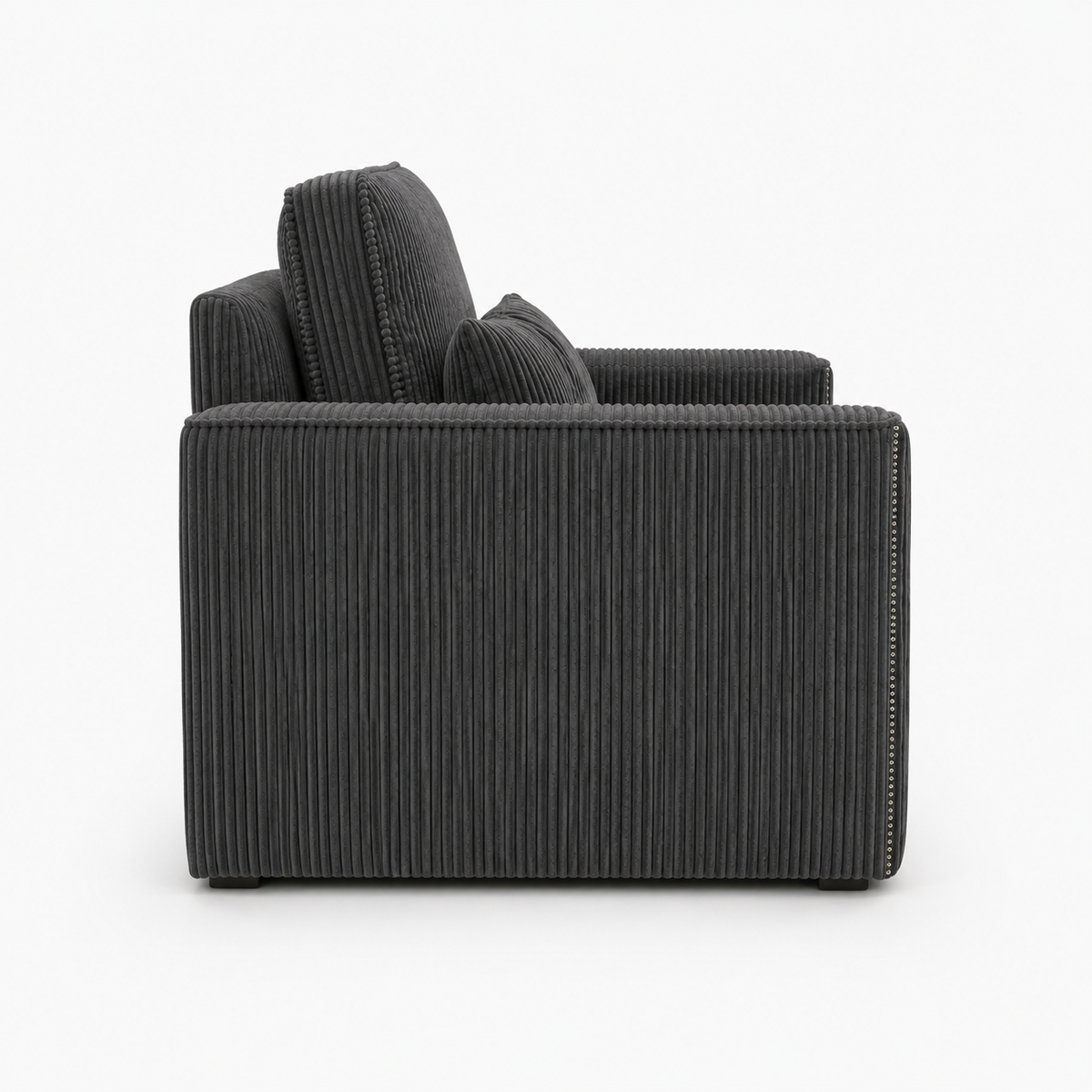 Ruby Alaska 1 Seater Jumbo Cord Dark Grey Sofa - Detailed Angle View 2