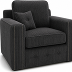 Ruby Alaska 1 Seater Jumbo Cord Dark Grey Sofa - Detailed Angle View 3