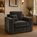 Ruby Alaska 1 Seater Jumbo Cord Dark Grey Sofa - Detailed Angle View 4