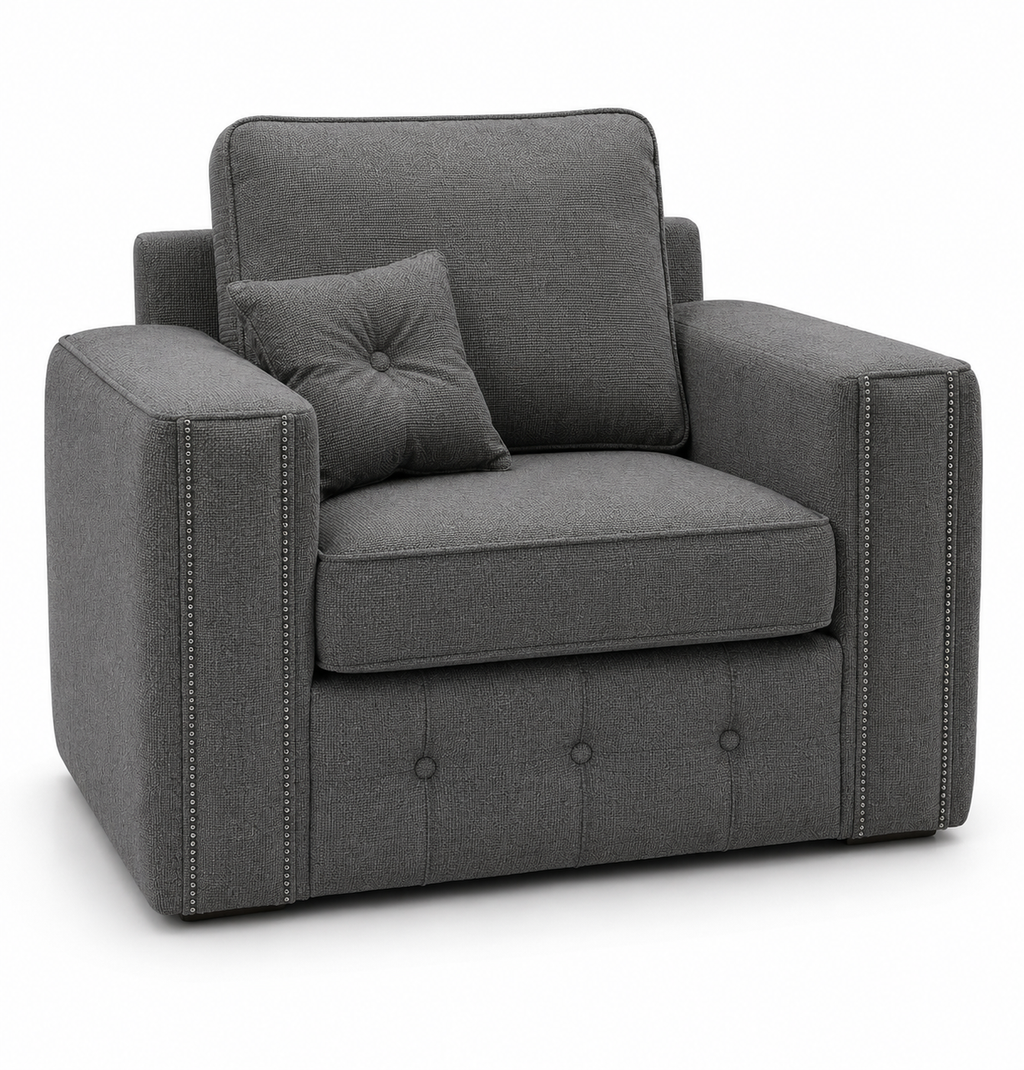 Ruby Alaska 1 Seater Naples & Kensington Dark Grey Sofa - Luxury UK Living Room Showcase