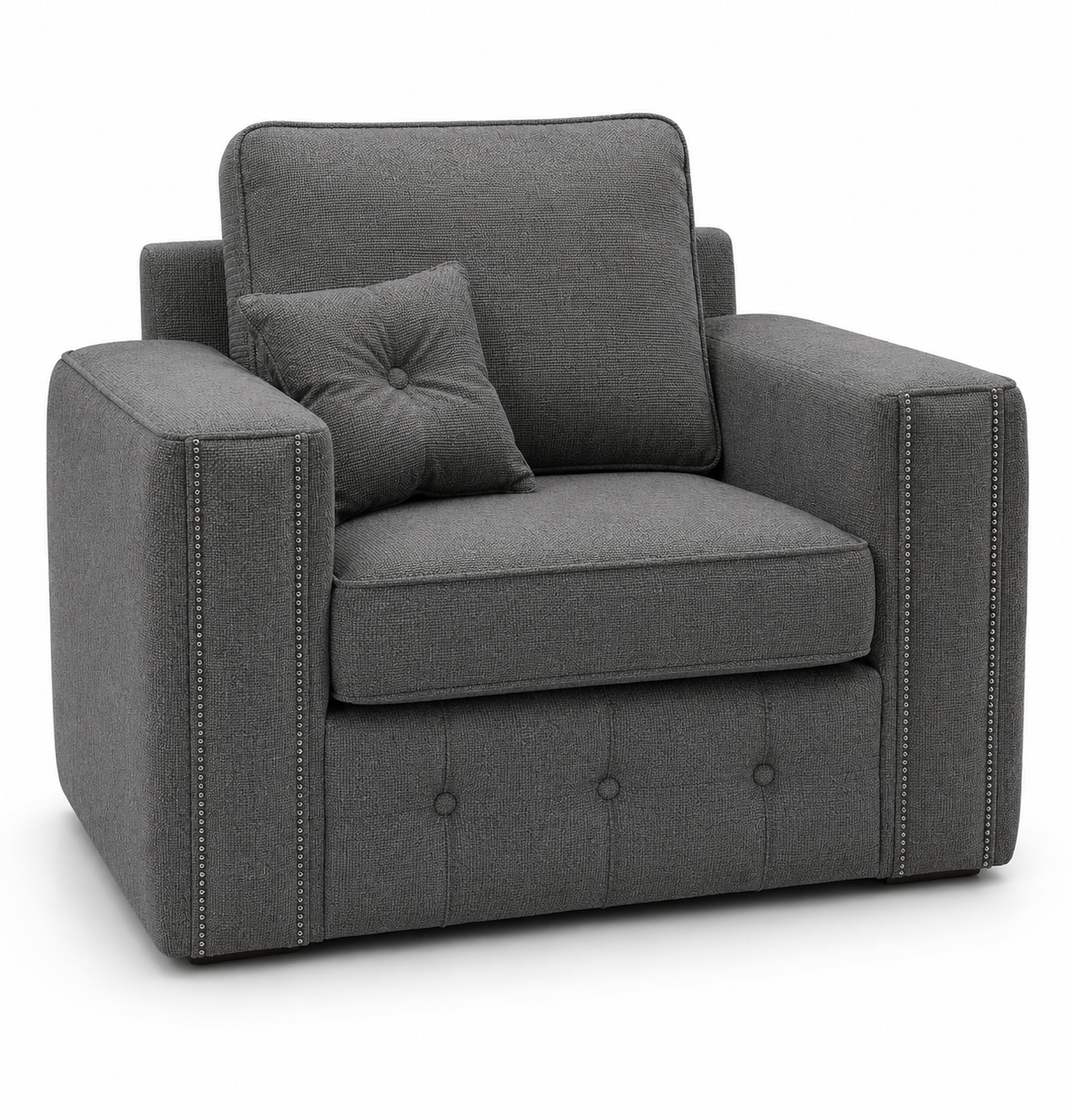 Ruby Alaska 1 Seater Naples & Kensington Dark Grey Sofa - Luxury UK Living Room Showcase