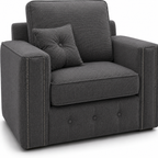 Ruby Alaska 1 Seater Naples & Kensington Dark Grey Sofa - Detailed Angle View 3