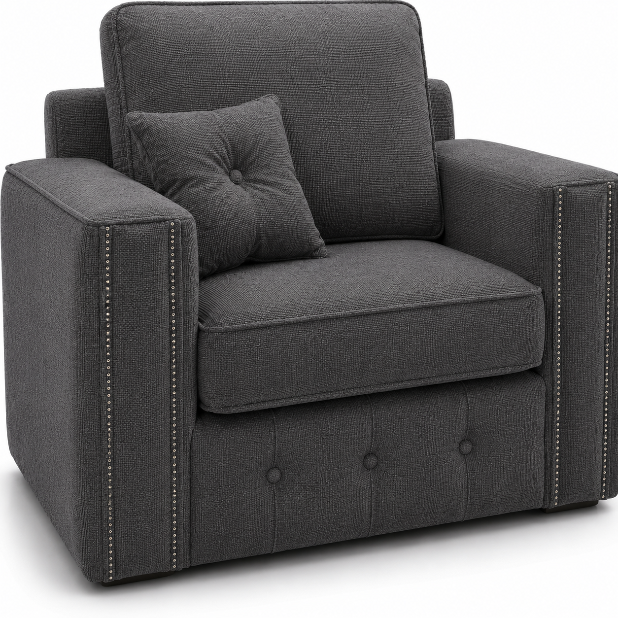 Ruby Alaska 1 Seater Naples & Kensington Dark Grey Sofa - Detailed Angle View 3