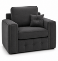 Ruby Alaska 1 Seater Plush Velvet Dark Grey Sofa - Luxury UK Living Room Showcase