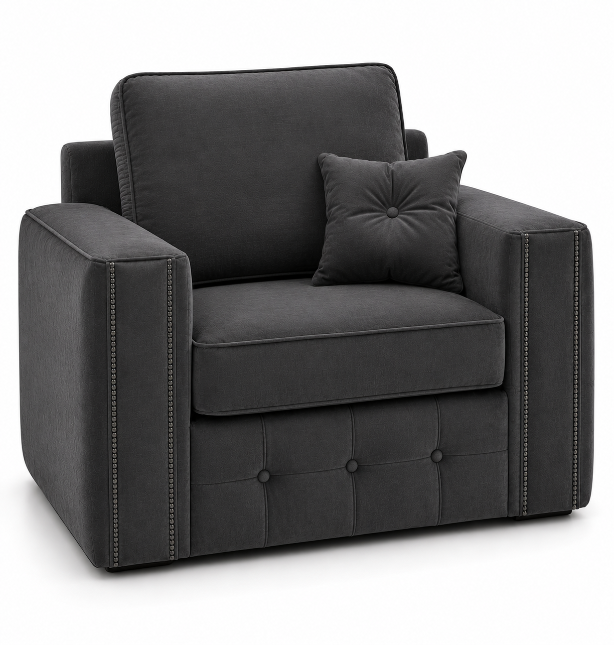 Ruby Alaska 1 Seater Plush Velvet Dark Grey Sofa - Luxury UK Living Room Showcase
