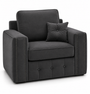Ruby Alaska 1 Seater Plush Velvet Dark Grey Sofa | Free UK Delivery