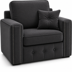 Ruby Alaska 1 Seater Plush Velvet Dark Grey Sofa - Detailed Angle View 3