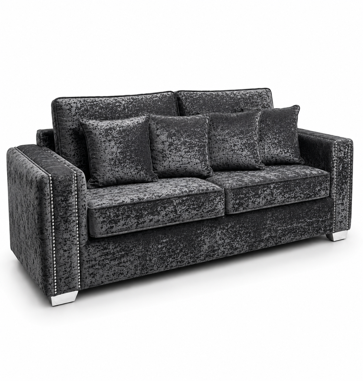 Ruby Alaska 2 Seater Crush Velvet Dark Grey Sofa - Luxury UK Living Room Showcase