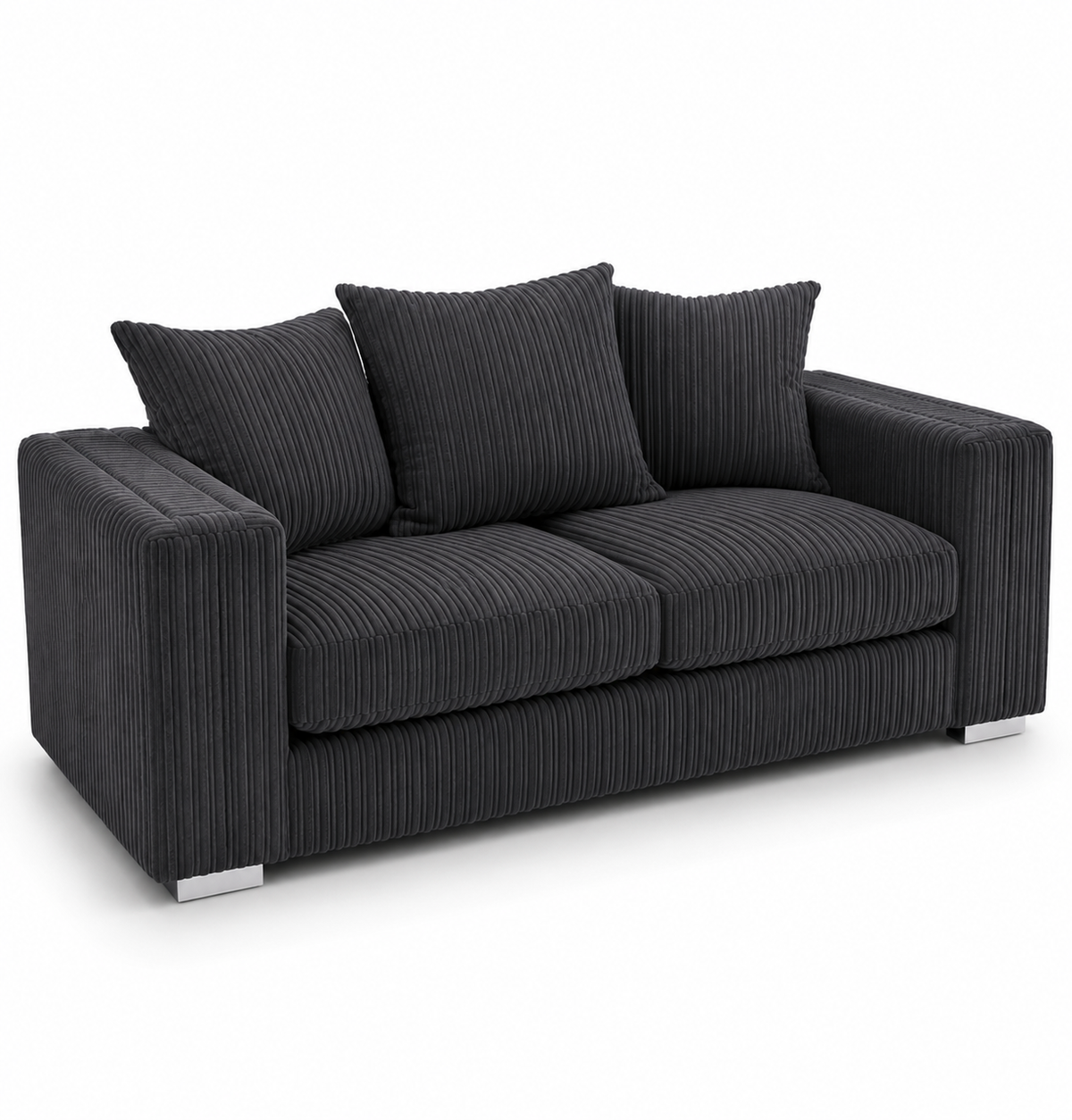 Ruby Alaska 2 Seater Jumbo Cord Dark Grey Sofa | Compact Chunky Comfort - Luxury UK Living Room Showcase