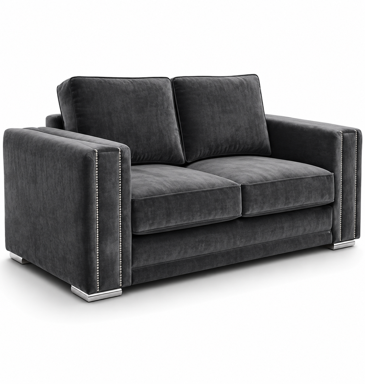 Ruby Alaska 2 Seater Plush Velvet Dark Grey Sofa - Luxury UK Living Room Showcase