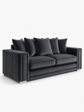 Ruby Alaska 3 Seater Plush Velvet Dark Grey Sofa - Luxury UK Living Room Showcase