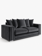 Ruby Alaska 3 Seater Plush Velvet Dark Grey Sofa - Luxury UK Living Room Showcase
