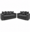 Ruby Alaska 3+2 Seater Jumbo Cord Dark Grey Sofa Set - Luxury UK Living Room Showcase