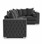 Ruby Alaska 5 Seater Corner Chenille Dark Grey Sofa - Detailed Angle View 2