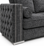 Ruby Alaska 5 Seater Corner Chenille Dark Grey Sofa - Detailed Angle View 3
