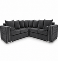Ruby Alaska 5 Seater Corner Chenille Dark Grey Sofa - Luxury UK Living Room Showcase