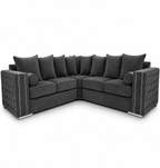 Ruby Alaska 5 Seater Corner Chenille Dark Grey Sofa - Luxury UK Living Room Showcase