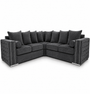Ruby Alaska 5 Seater Corner Chenille Dark Grey Sofa | Free UK Delivery