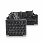 Ruby Alaska 5 Seater Corner Crush Velvet Dark Grey Sofa - Detailed Angle View 2