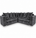 Ruby Alaska 5 Seater Corner Crush Velvet Dark Grey Sofa - Luxury UK Living Room Showcase