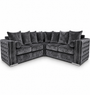 Ruby Alaska 5 Seater Corner Crush Velvet Dark Grey Sofa | Free UK Delivery