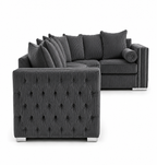Ruby Alaska 5 Seater Corner Jumbo Cord Dark Grey Sofa - Detailed Angle View 2
