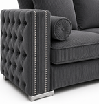 Ruby Alaska 5 Seater Corner Jumbo Cord Dark Grey Sofa - Detailed Angle View 3