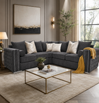 Ruby Alaska 5 Seater Corner Jumbo Cord Dark Grey Sofa - Detailed Angle View 4