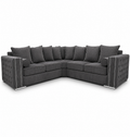 Ruby Alaska 5 Seater Corner Jumbo Cord Dark Grey Sofa - Luxury UK Living Room Showcase