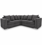 Ruby Alaska 5 Seater Corner Jumbo Cord Dark Grey Sofa - Luxury UK Living Room Showcase
