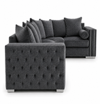 Ruby Alaska 5 Seater Corner Naples & Kensington Dark Grey Sofa - Detailed Angle View 2