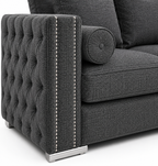 Ruby Alaska 5 Seater Corner Naples & Kensington Dark Grey Sofa - Detailed Angle View 3