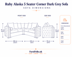 Ruby Alaska 5 Seater Corner Naples & Kensington Dark Grey Sofa - Detailed Angle View 6