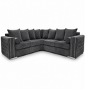 Ruby Alaska 5 Seater Corner Naples & Kensington Dark Grey Sofa - Luxury UK Living Room Showcase