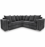 Ruby Alaska 5 Seater Corner Naples & Kensington Dark Grey Sofa - Luxury UK Living Room Showcase