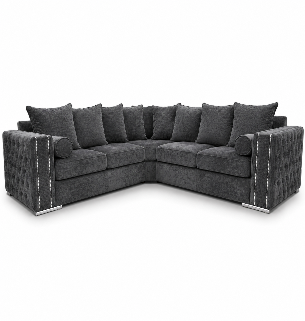 Ruby Alaska 5 Seater Corner Naples & Kensington Dark Grey Sofa - Luxury UK Living Room Showcase