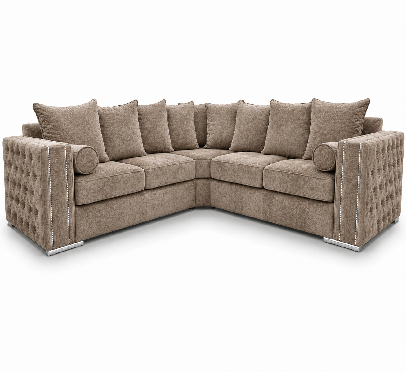 Ruby Alaska 5 Seater Corner Naples & Kensington Mink Sofa - Luxury UK Living Room Showcase