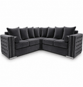 Ruby Alaska 5 Seater Corner Plush Velvet Dark Grey Sofa - Luxury UK Living Room Showcase