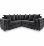 Ruby Alaska 5 Seater Corner Plush Velvet Dark Grey Sofa | Free UK Delivery