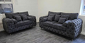ASHTON 3+2 Seater Chenille Dark Grey Sofa Set - Luxury UK Living Room Showcase