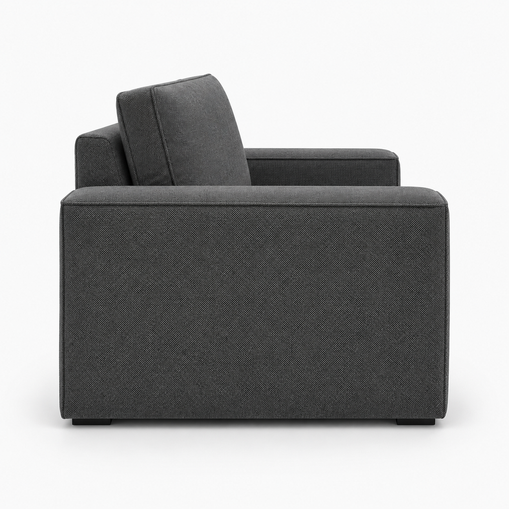 Sloane Sleefy 1 Seater Chenille Dark Grey Sofa | FurniFolks - Detailed Angle View 2